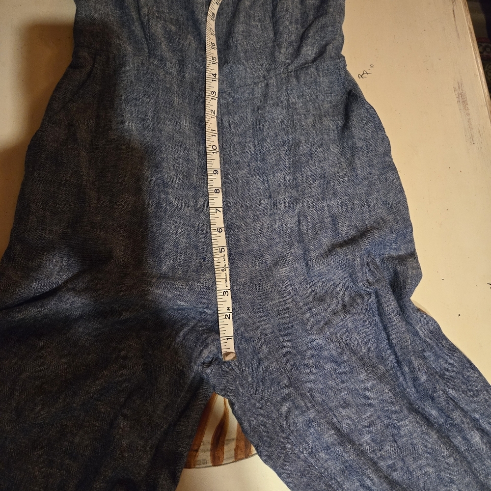 Old Navy Indigo Blue Linen Blend Jumpsuit Size Medium - Picture 14 of 17